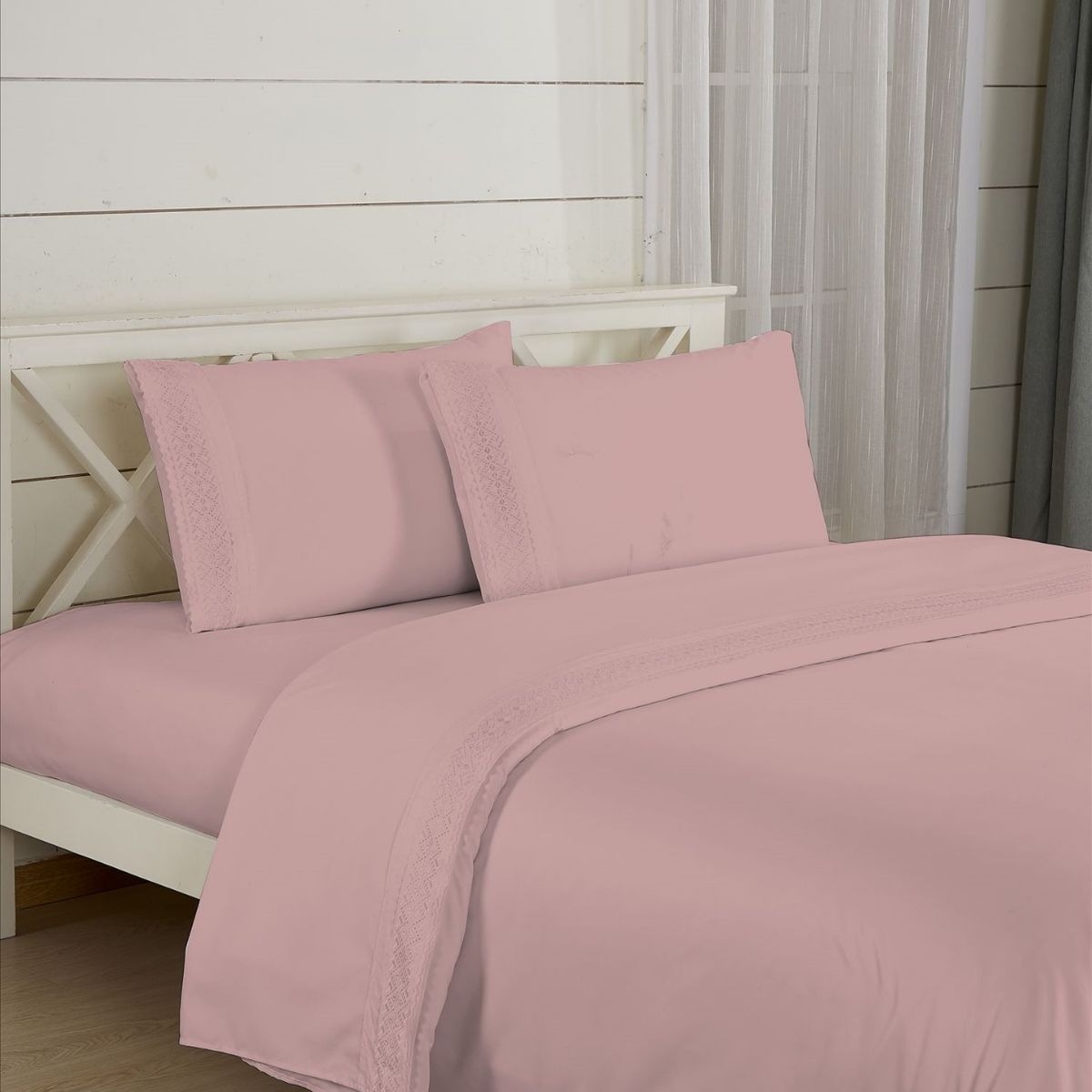 CASATEX - Juego de Sábanas 100% Algodón 2 Plz con Bordado - Bronderie