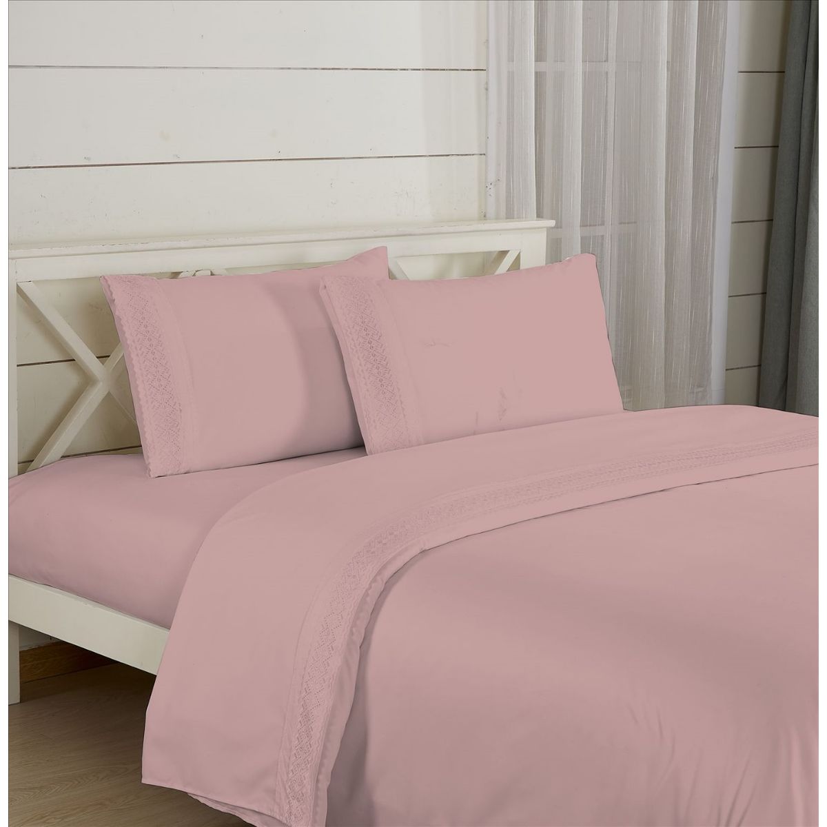 CASATEX - Juego de Sábanas 100% Algodón 2 Plz con Bordado - Bronderie