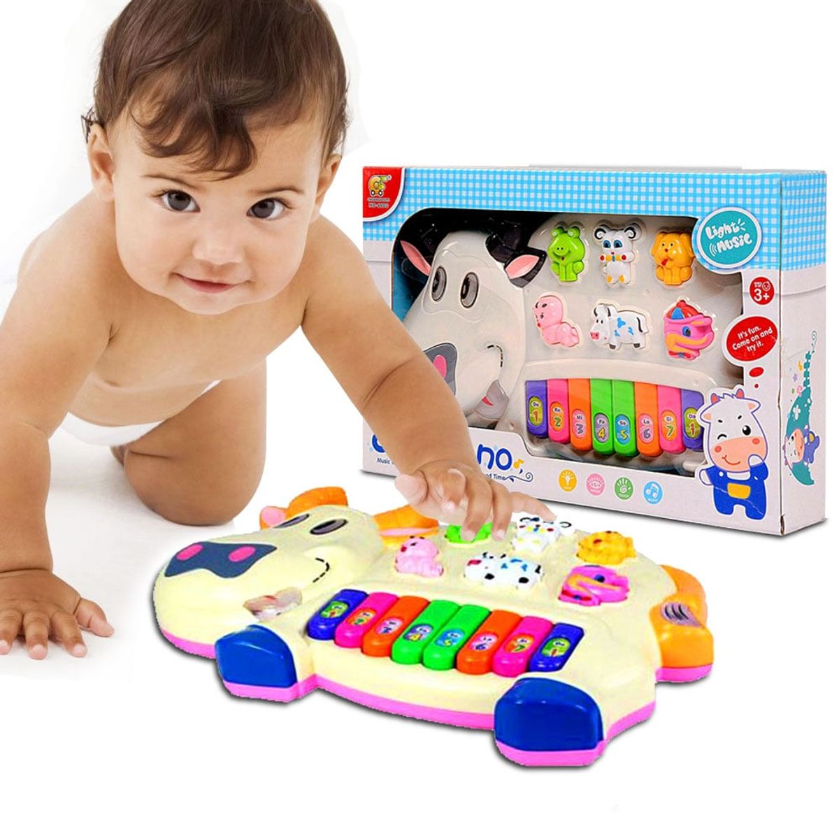 GENERICO - Piano Vaquita Educativo Musical y Luces Para Bebés