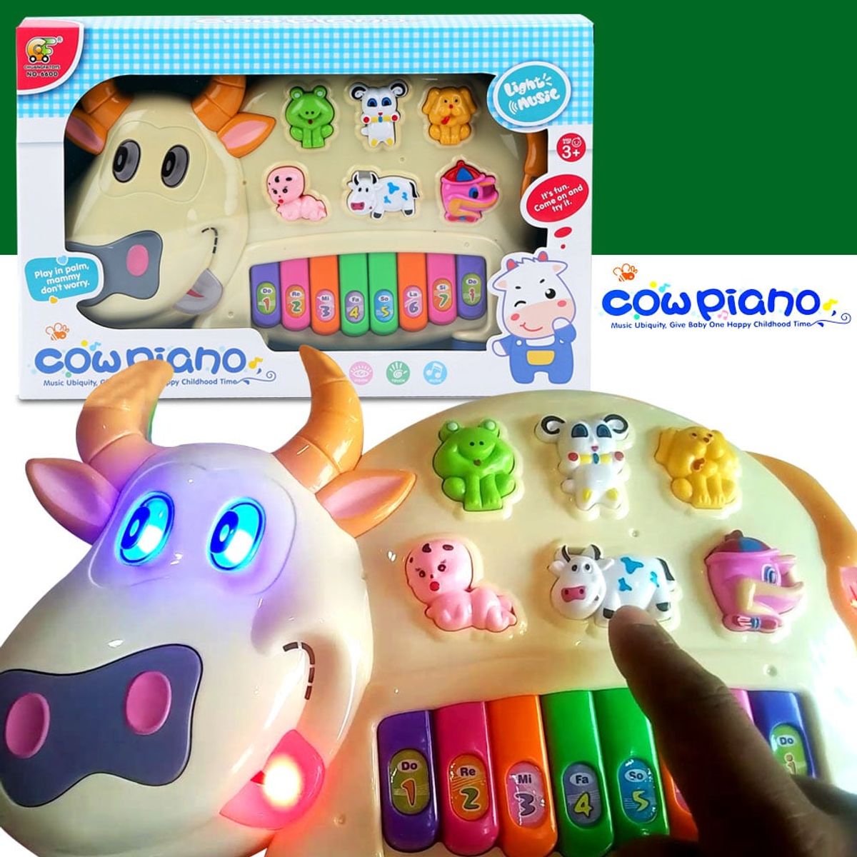 GENERICO - Piano Vaquita Educativo Musical y Luces Para Bebés