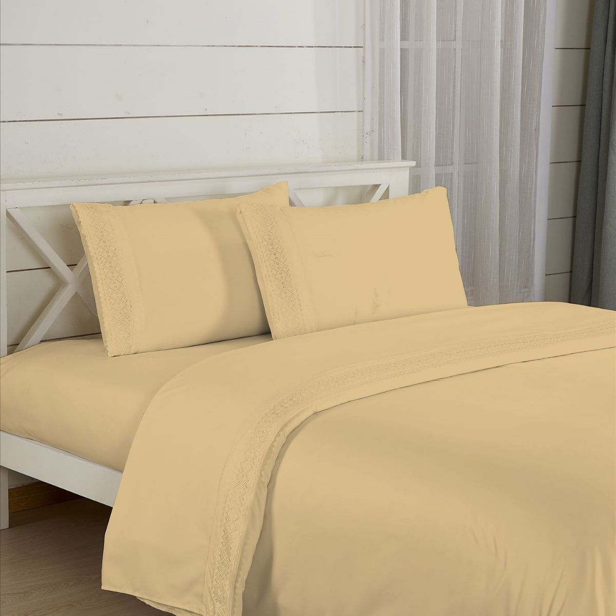 CASATEX - Juego de Sábanas 100% Algodón 2 Plz con Bordado - Bronderie