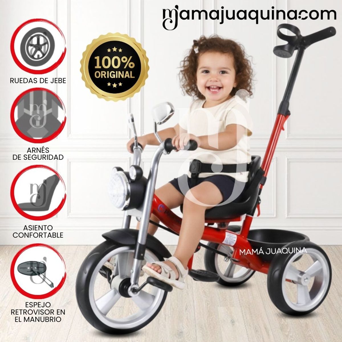 BABY - Triciclo Guiador para Niños «JANFARY» Red