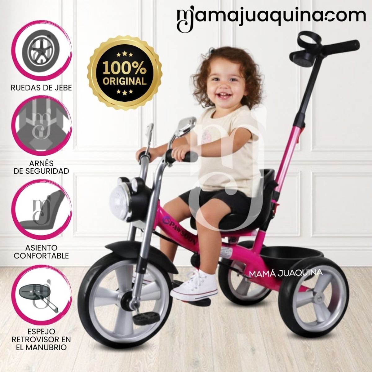 BABY - Triciclo Guiador para Niños «JANFARY» Pink