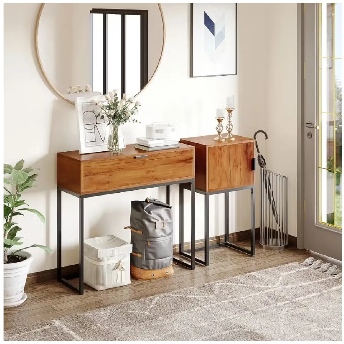 GENERICO - Mesa Consola Recibidor Industrial Salmer 1 Cajón R&R MUEBLES