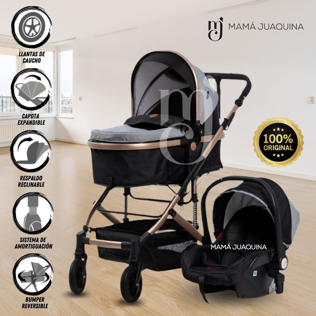 BABY - Coche Moisés de Lujo «JELANI » Edición Limitada Black