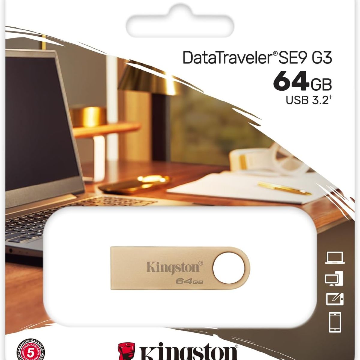 KINGSTON - MEMORIA USB KINGSTON DE 64GB SE9G3 3,2 DORADA