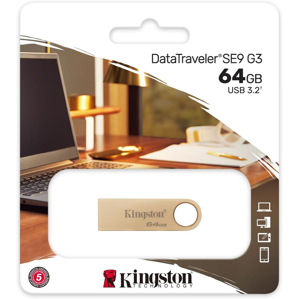 KINGSTON - MEMORIA USB KINGSTON DE 64GB SE9G3 3,2 DORADA