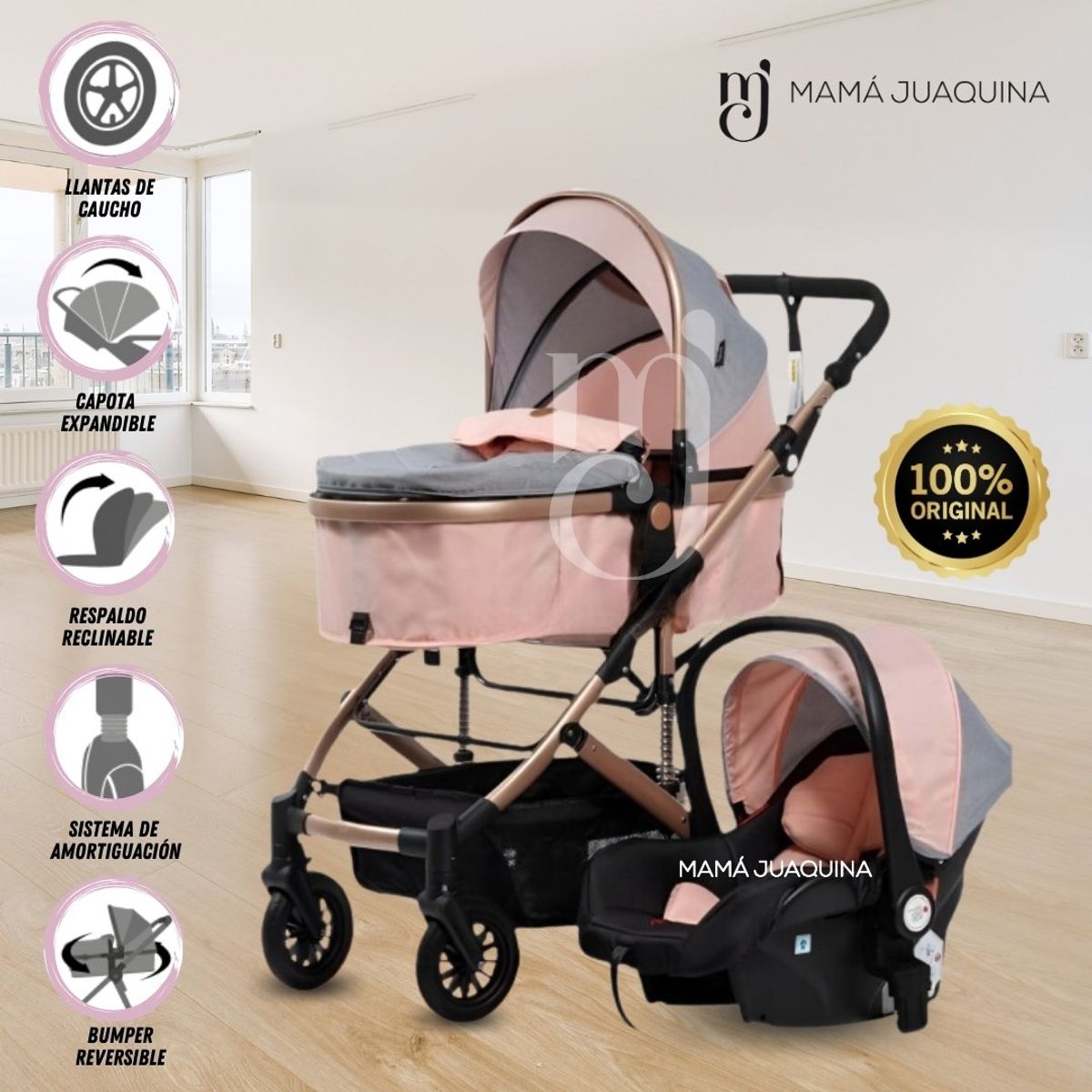 BABY - Coche Moisés de Lujo «JELANI » Edición Limitada Pink