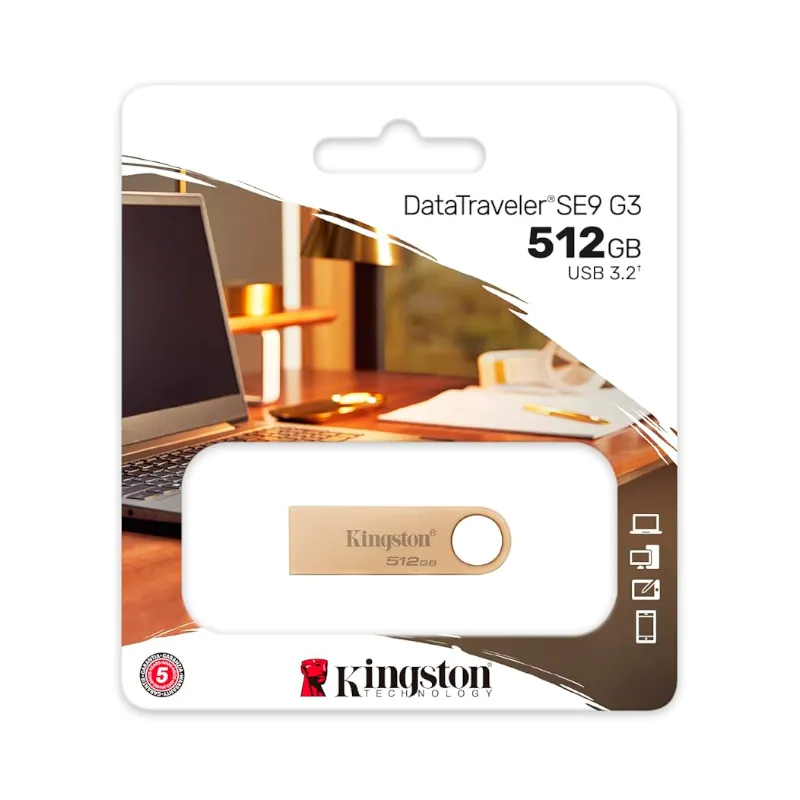 KINGSTON - Memoria Usb SE9G3 DE 512GB 3,2 Metal Dorada Kingston