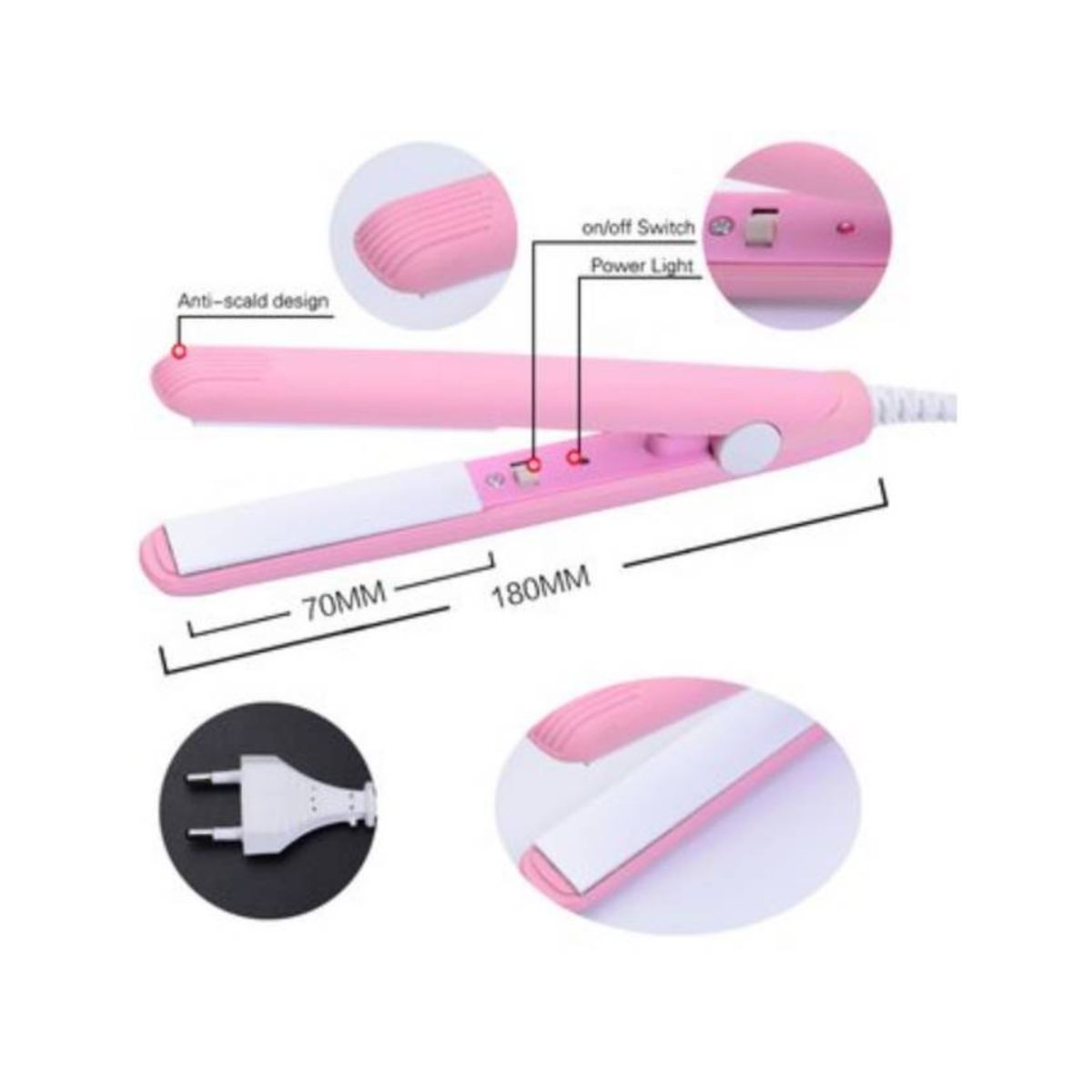 OEM - Mini Plancha de Cabello Rosado