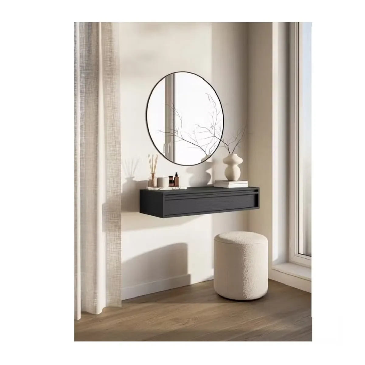 GENERICO - Recibidor Flotante Glady Negro 1 Cajón R&R MUEBLES