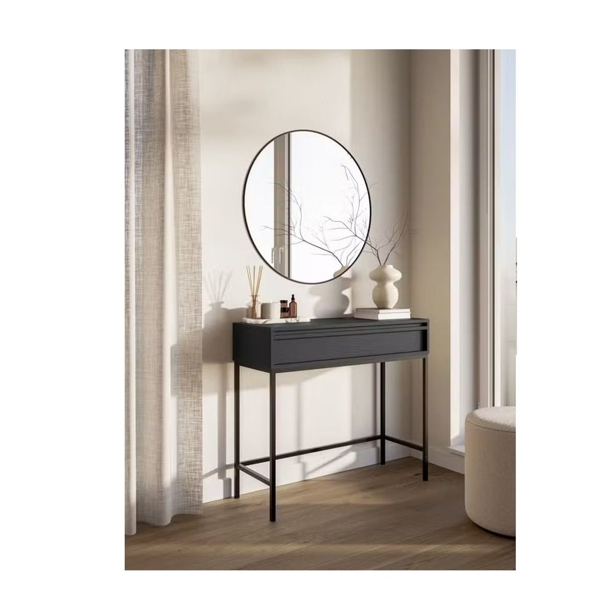 GENERICO - Mesa Consola Recibidor Glady Negro 1 Cajón R&R MUEBLES