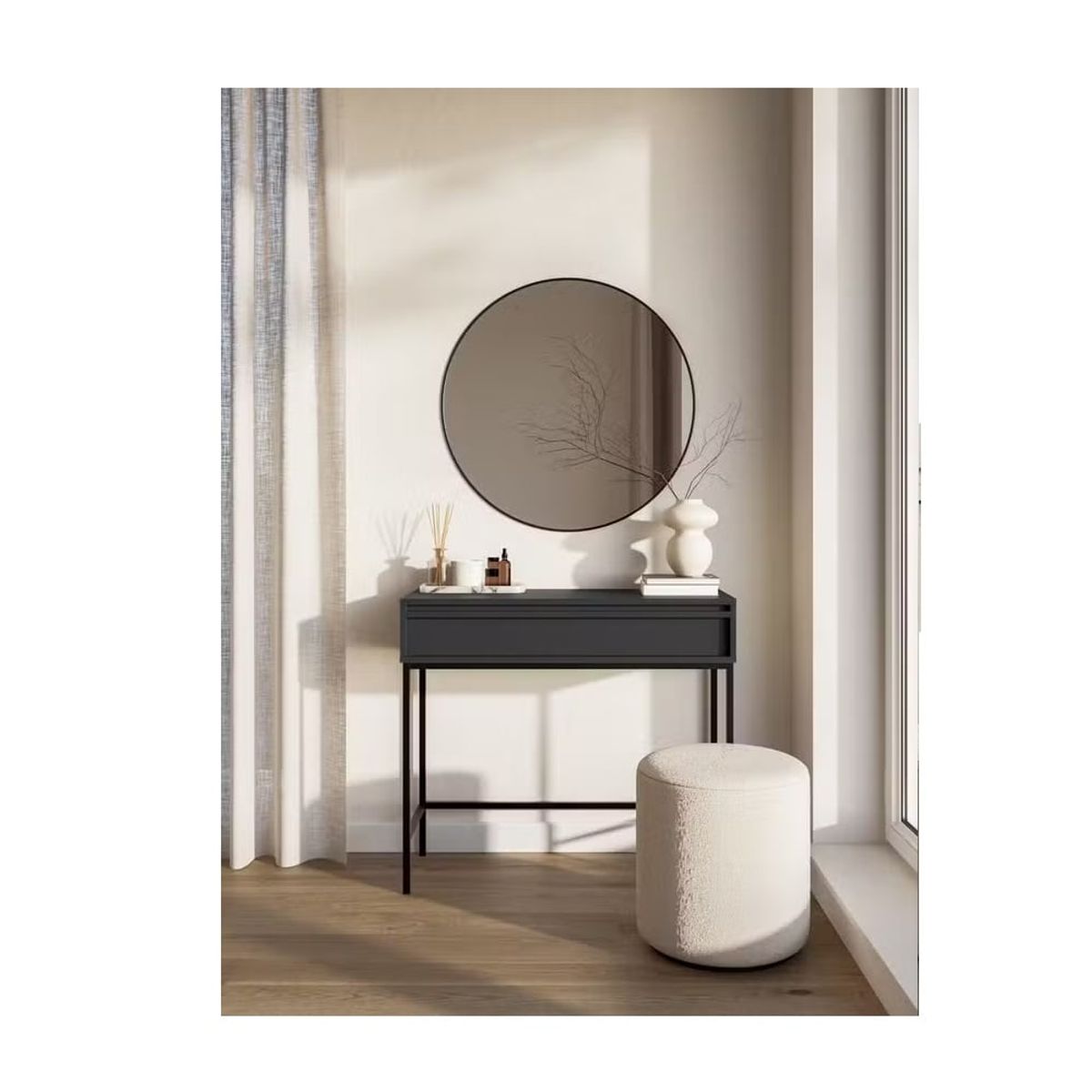 GENERICO - Mesa Consola Recibidor Glady Negro 1 Cajón R&R MUEBLES