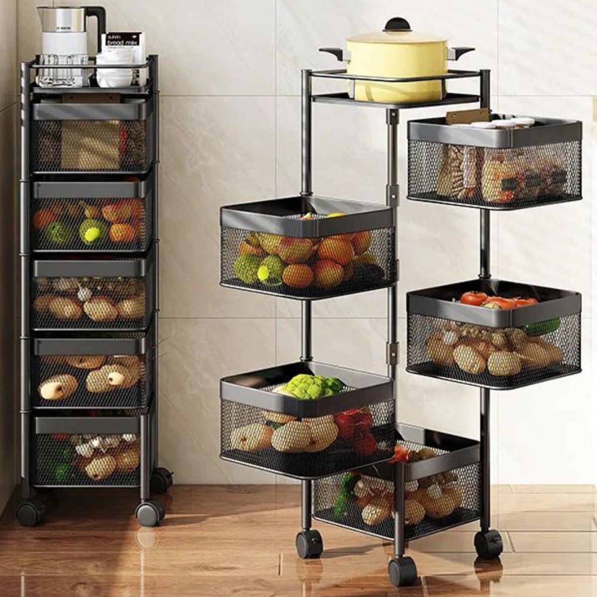 GENERICO - Verdulero Móvil para Almacenar Frutas y Verduras de 5 Niveles Cuadrado