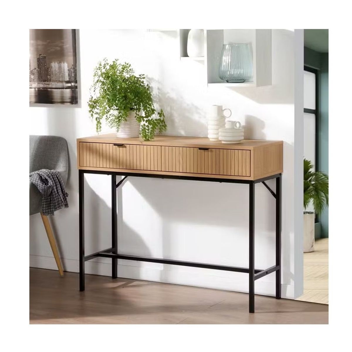 GENERICO - Mesa Consola Recibidor Selene 2 Cajones R&R MUEBLES