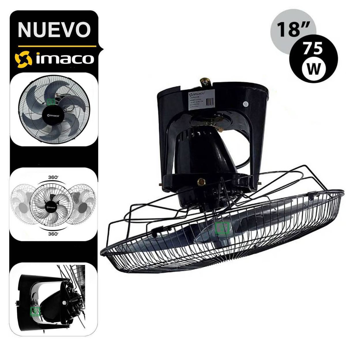 IMACO - Ventilador de techo Imaco OCF7919 Orbital 75 Watts Negro