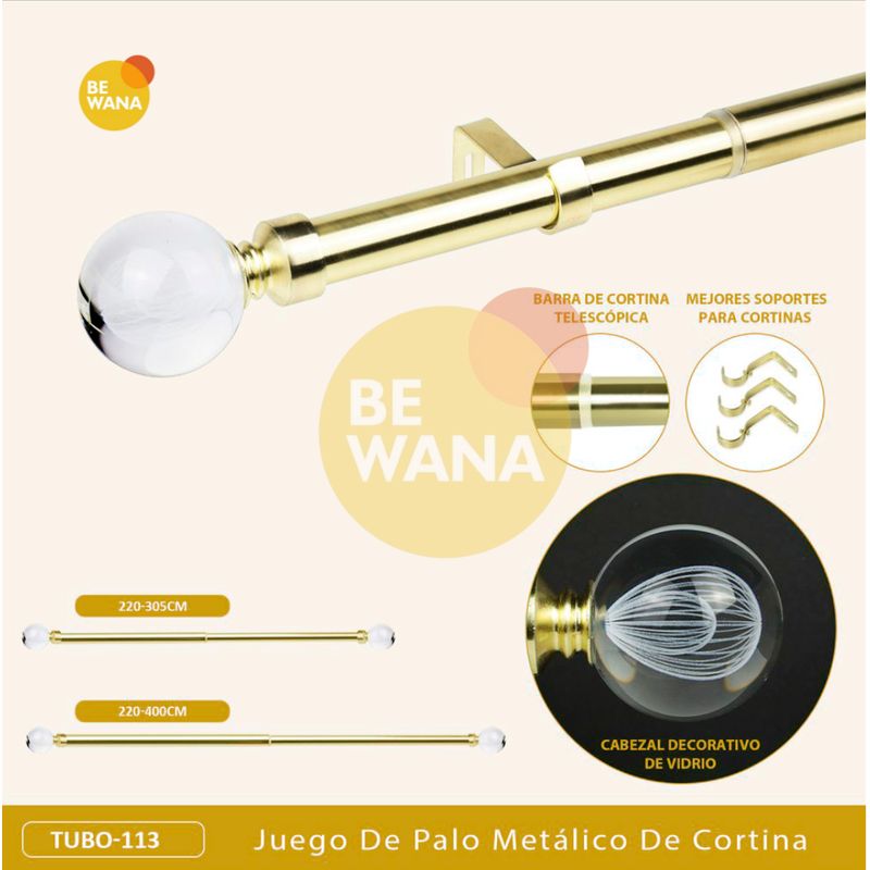 CASATEX - Tubo de Cortina Decorativo Graduable Elegante de 220-400cm