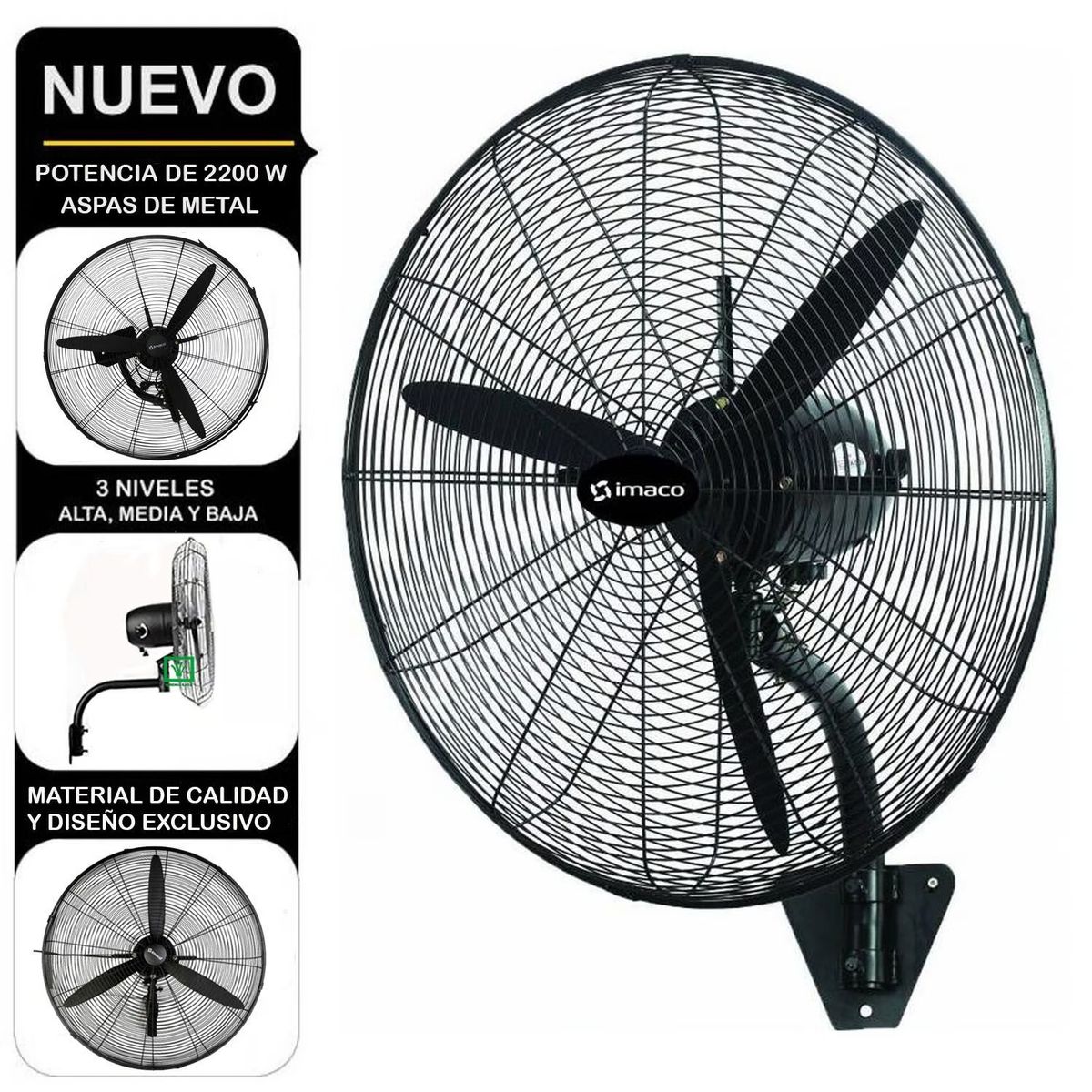 IMACO - Ventilador De Pared Industrial Imaco WF2630 220W Negro