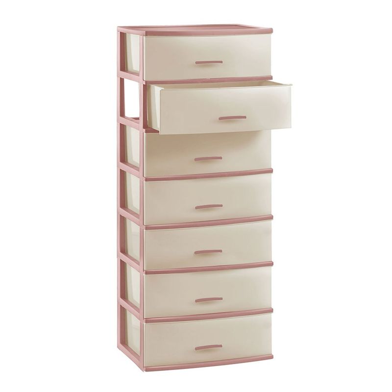 POLINPLAST - COMODA SUPER LINDA X 7 PISOS – ROSADO HUMO C/BEIGE HUMO