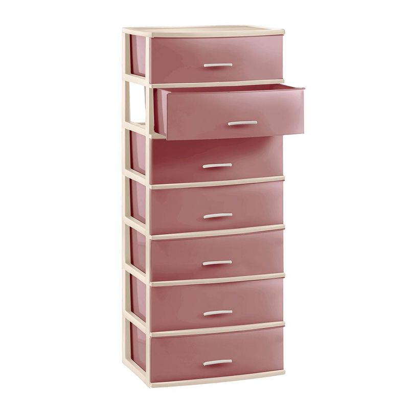 POLINPLAST - COMODA SUPER LINDA X 7 PISOS – BEIGE HUMO - ROSADO HUMO