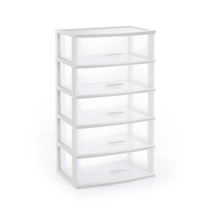 POLINPLAST - COMODA SUPER LINDA X5 PISOS  TRANSPARENTE CON BLANCO