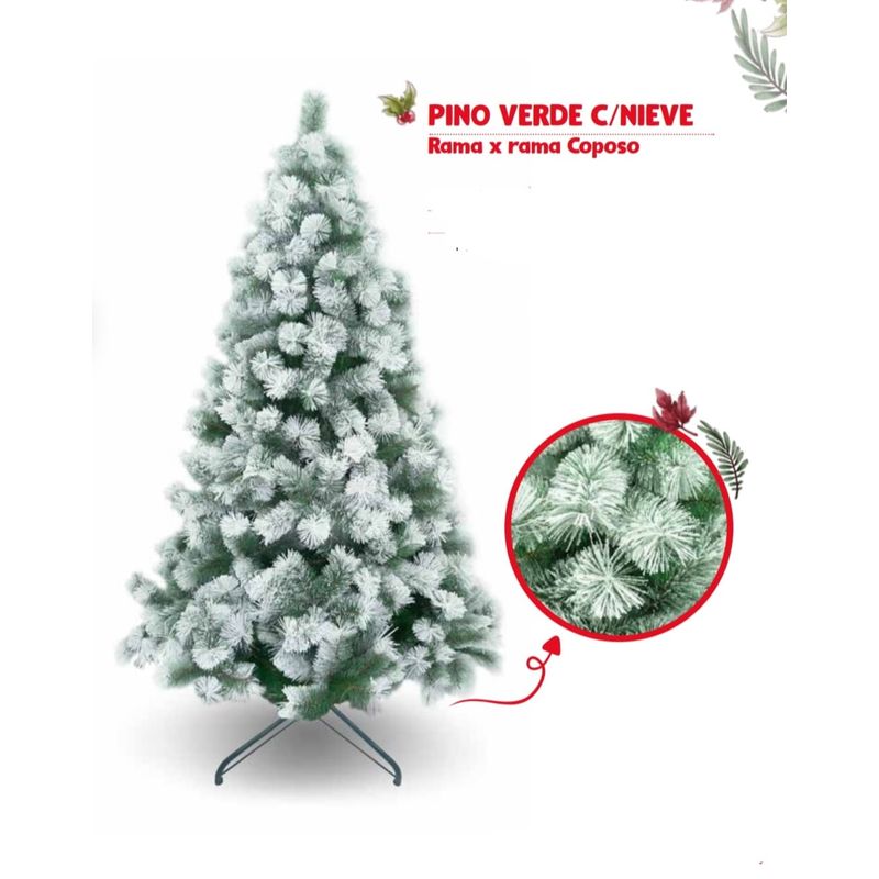 GENERICO - ARBOL NAVIDAD PINO VERDE CON NIEVE  2.10M
