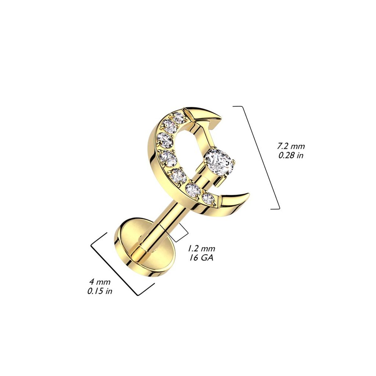 ADR JOYERIA CORPORAL - Piercing Luna Creciente Titanio Labret ADR Joyería Corporal