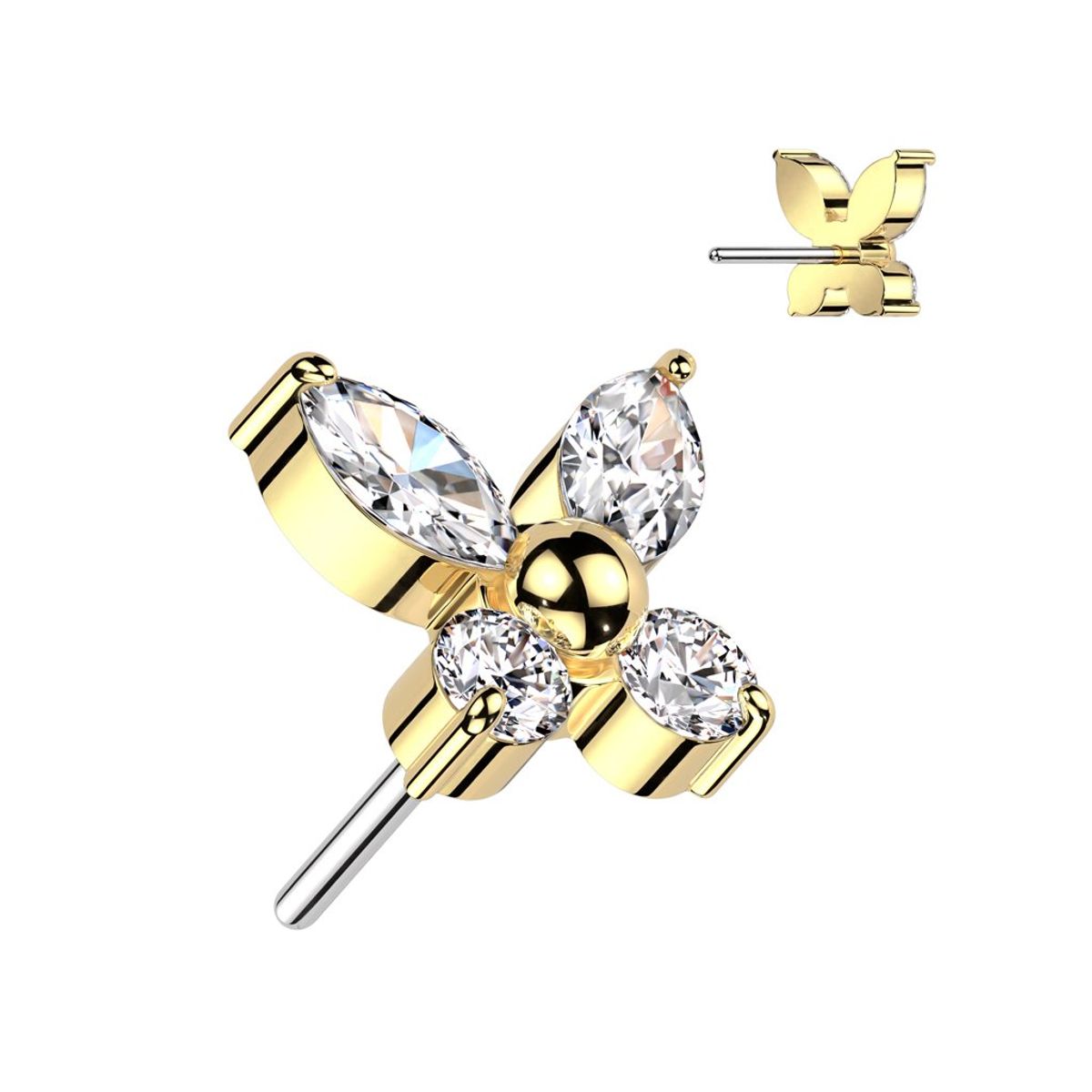 ADR JOYERIA CORPORAL - Piercing Mariposa Zircon Titanio Labret ADR Joyería Corporal