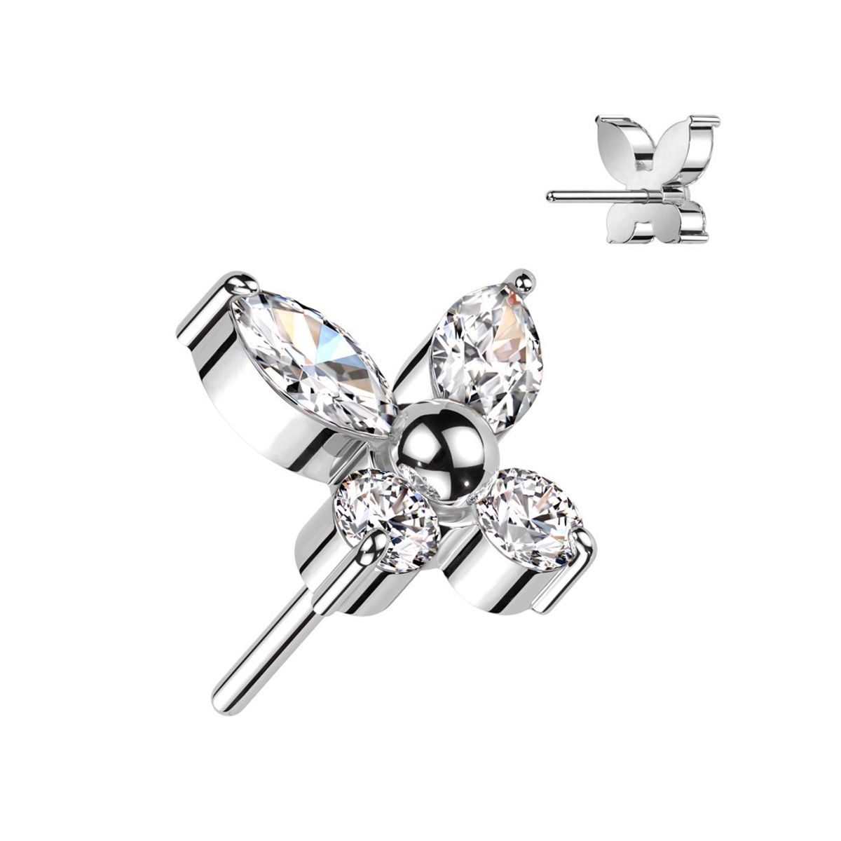 ADR JOYERIA CORPORAL - Piercing Mariposa Zircon Titanio Labret ADR Joyería Corporal