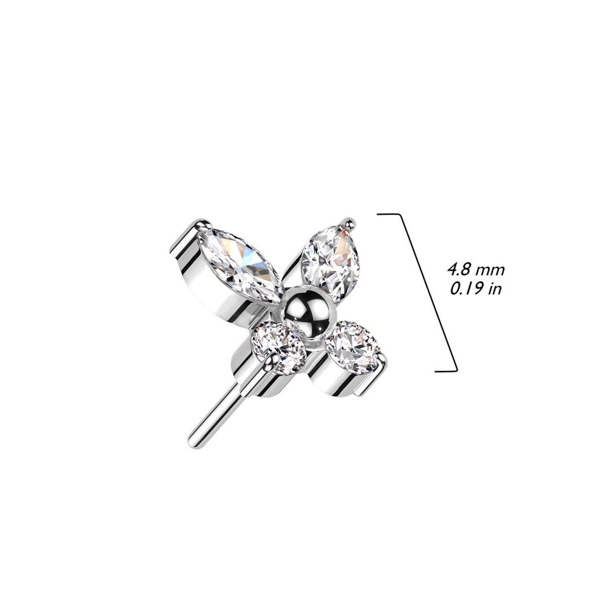 ADR JOYERIA CORPORAL - Piercing Mariposa Zircon Titanio Labret ADR Joyería Corporal