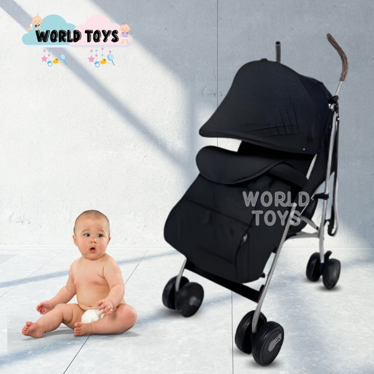 BABY - Coche Bastón de Lujo «ADOU» Black