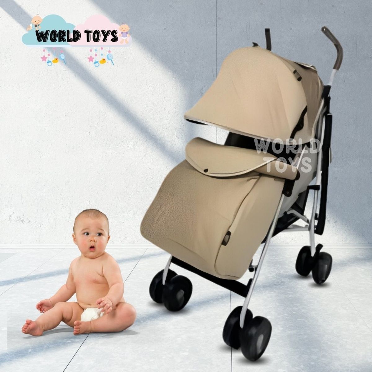 BABY - Coche Bastón de Lujo «ADOU» Beige