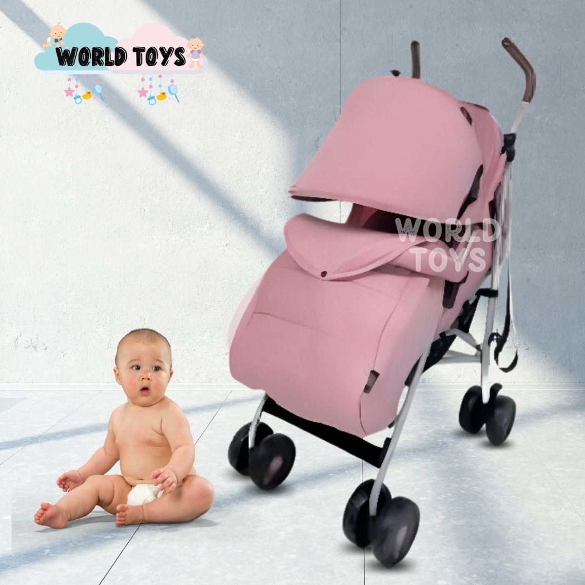 BABY - Coche Bastón de Lujo «ADOU» Pink