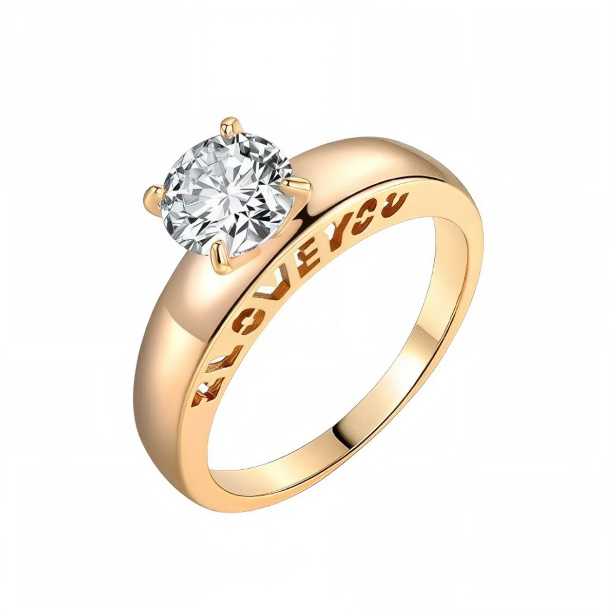 LUCYANA JOYAS Y ACCESORIOS - Anillo de Compromiso Mujer  I Love You Dorado - Joyas Lucyana