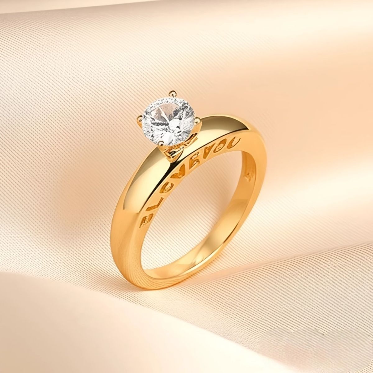 LUCYANA JOYAS Y ACCESORIOS - Anillo de Compromiso Mujer  I Love You Dorado - Joyas Lucyana