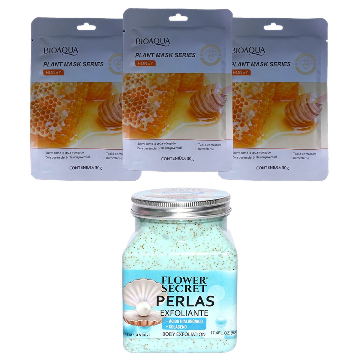 BIOAQUA - MASCARILLA FACIAL BIOAQUA MIEL + EXFOLIANTE PERLA