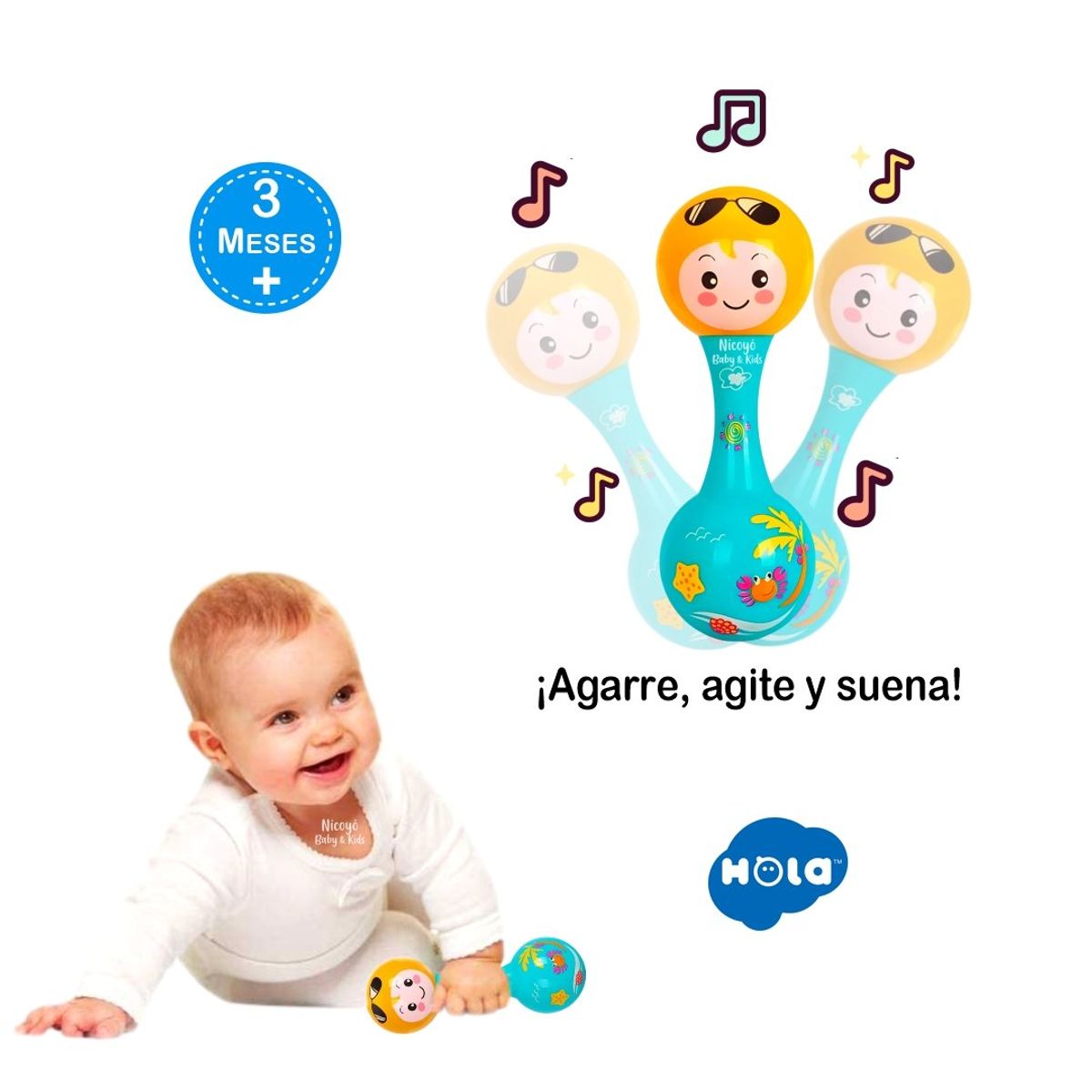 BABY - Juguete Sonajero Mi Primera Maraca para Bebés CELESTE