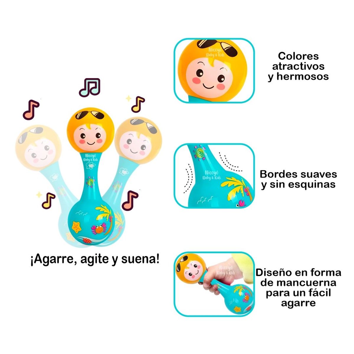 BABY - Juguete Sonajero Mi Primera Maraca para Bebés CELESTE