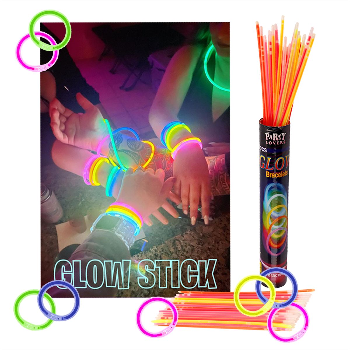 GENERICO - Pulseras neón fosforescente para fiestas