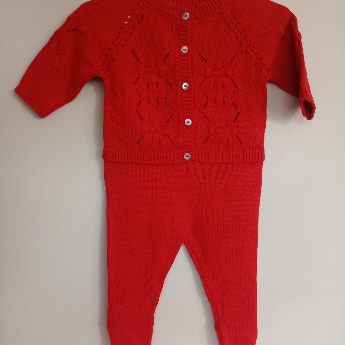 GENERICO - Conjunto Bebe Rojo 2 piezas Chaqueta + Pantalon MANDALAY KNITS