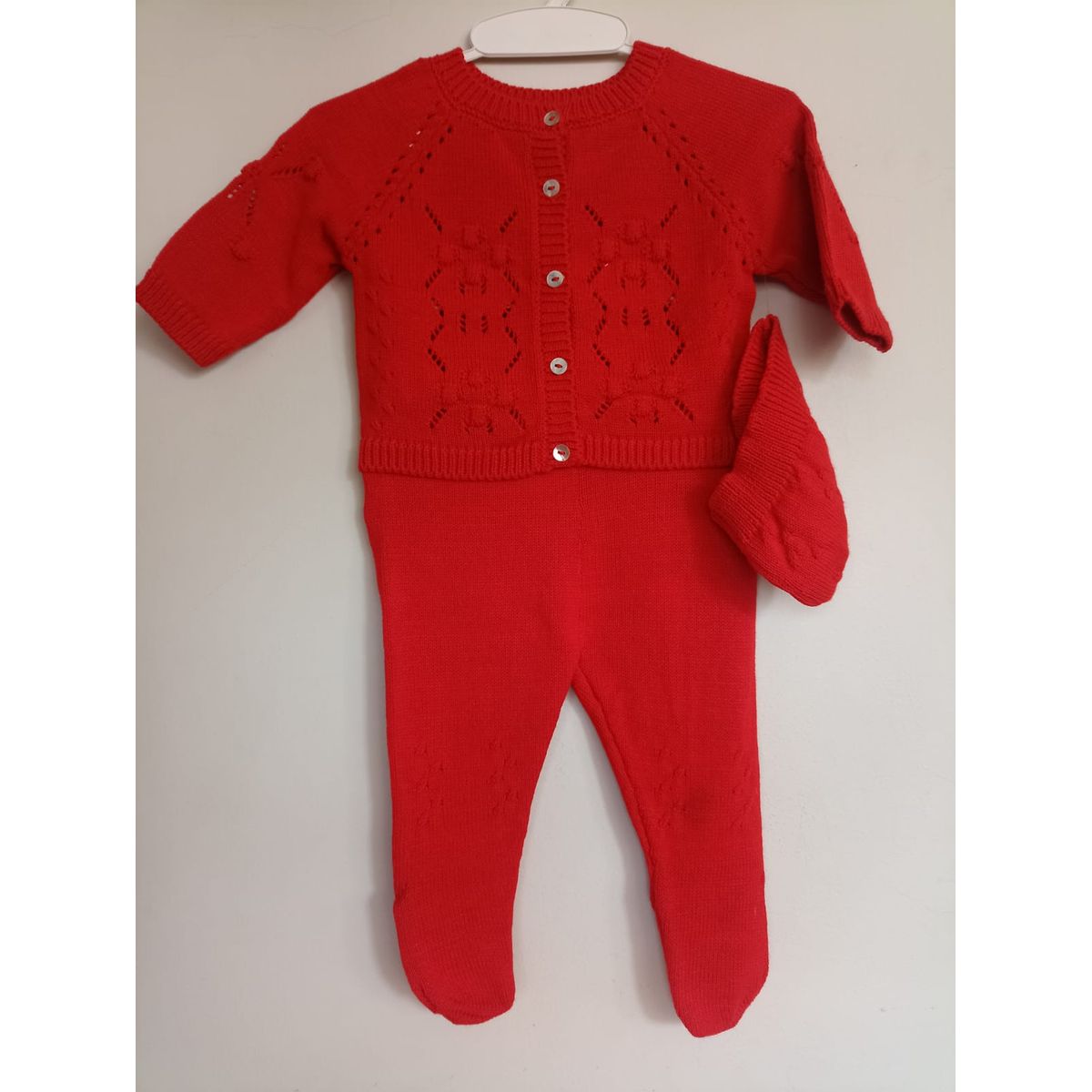 GENERICO - Conjunto Equis Bebe Rojo 3 piezas Chaqueta + Pantalon + Gorro