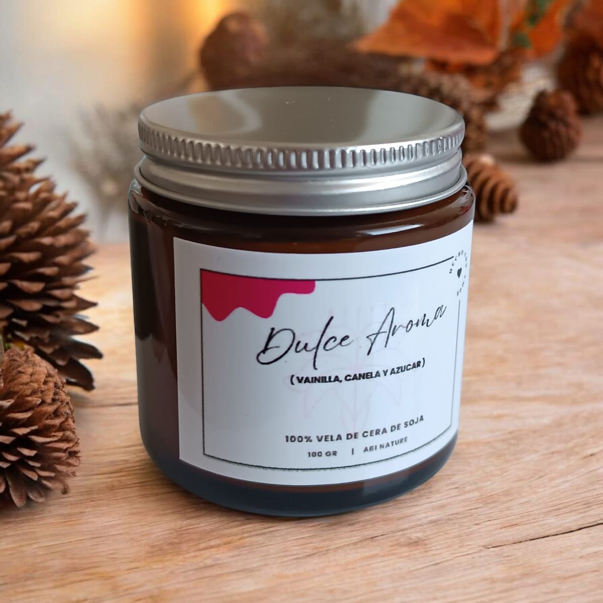 GENERICO - Vela Aromática de Cera de Soja – Vainilla Canela y Pasas  100 Gr.