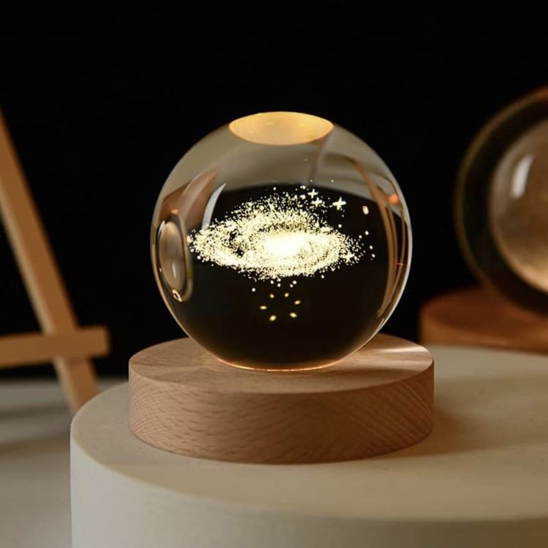 GENERICO - Mini Lámpara Cristal 3D De Luz Cálida Modelo Galaxia