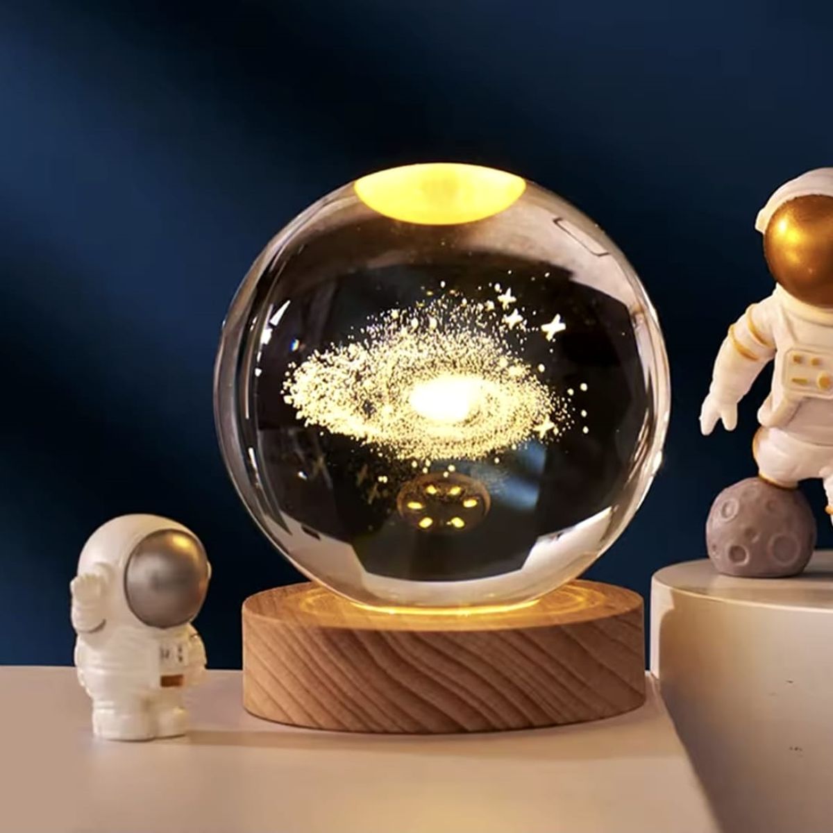 GENERICO - Mini Lámpara Cristal 3D De Luz Cálida Modelo Galaxia