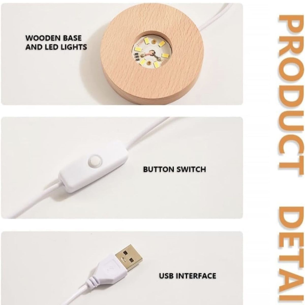 GENERICO - Mini Lámpara Cristal 3D De Luz Cálida Modelo Luna