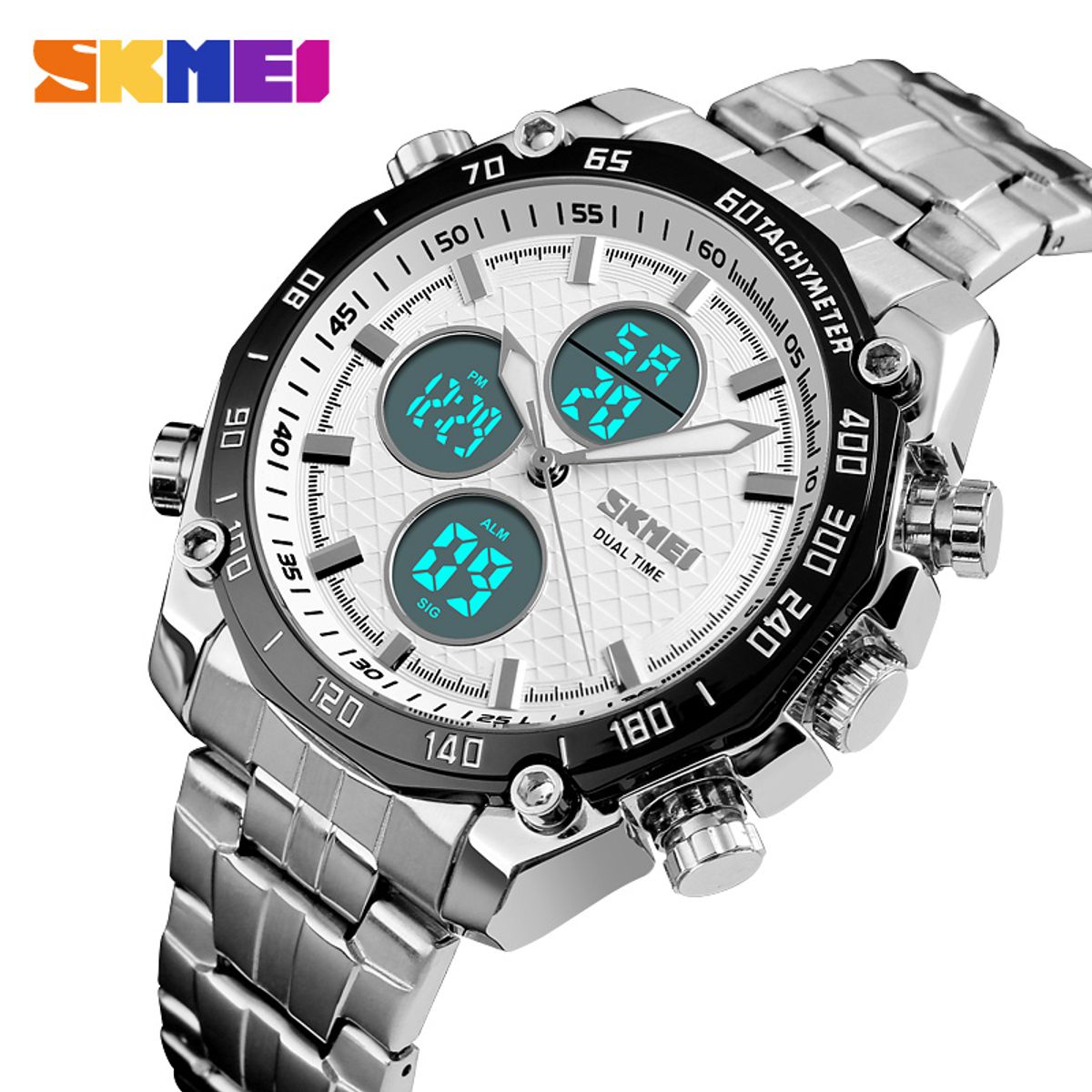 SKMEI - Reloj Skmei 1302 Plateado Original_.