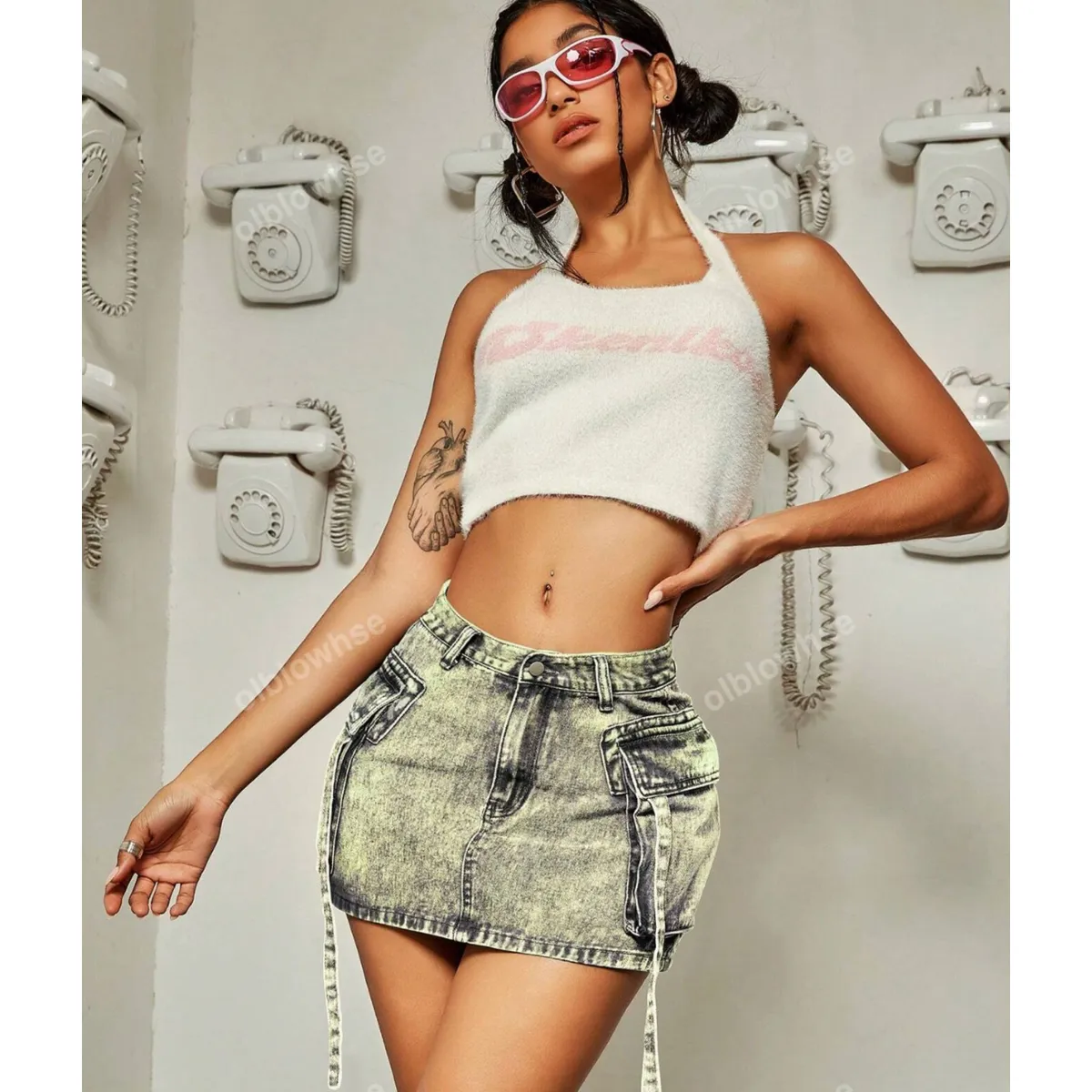 BENCUS JEANS - Falda Cargo Jeans Corto Skirt Mujer