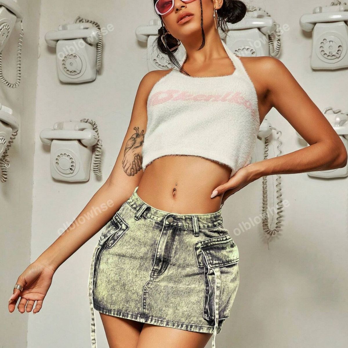 BENCUS JEANS - Falda Cargo Jeans Corto Skirt Mujer