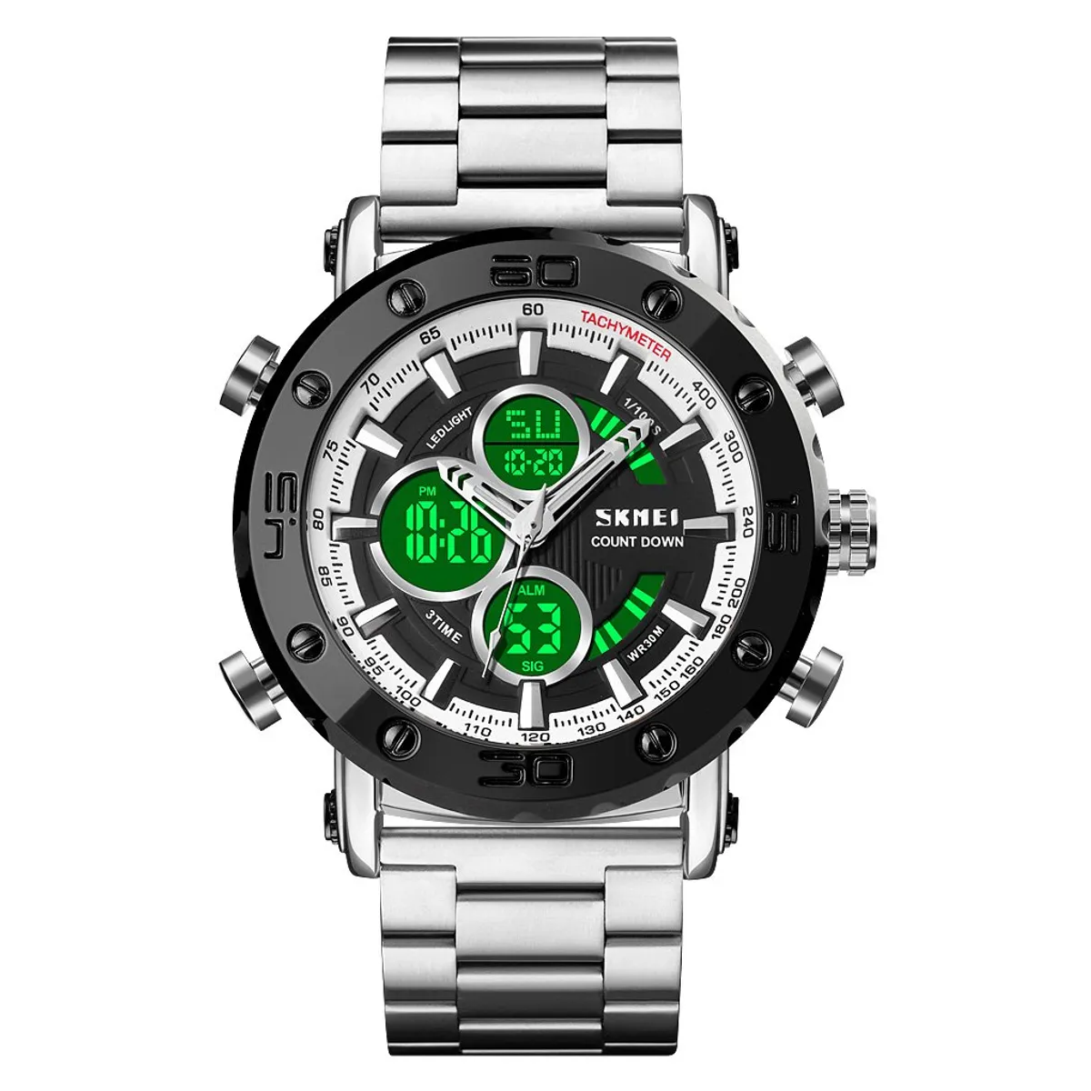 SKMEI - Reloj Skmei 1636 Plateado fondo Negro Original_.