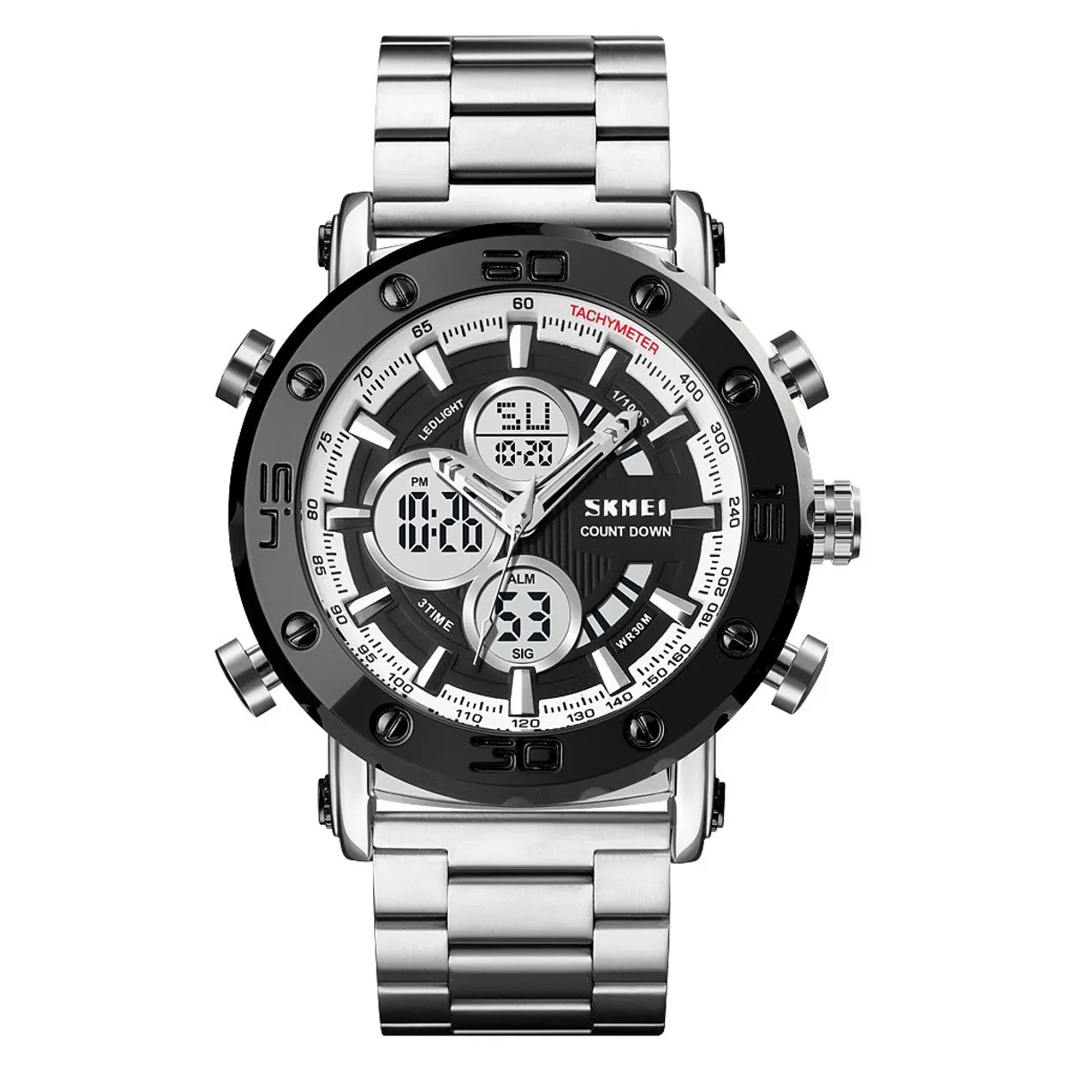 SKMEI - Reloj Skmei 1636 Plateado fondo Negro Original_.